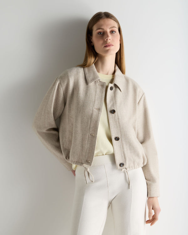 N.Peal Women's Lilia Woven Cashmere Jacket Beige Brown