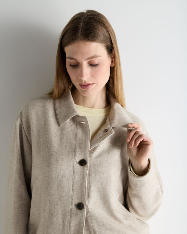 N.Peal Women's Lilia Woven Cashmere Jacket Beige Brown