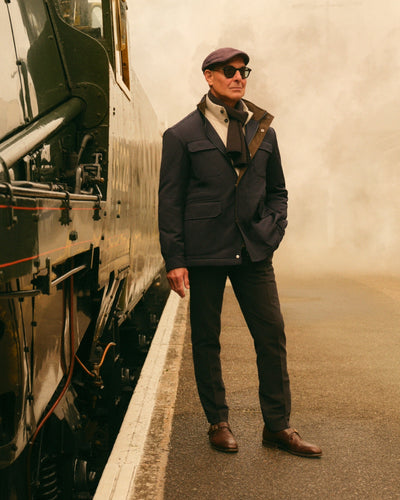 N.PEAL x TUCCI SUPERFINE HERRINGBONE SCARF Navy Blue