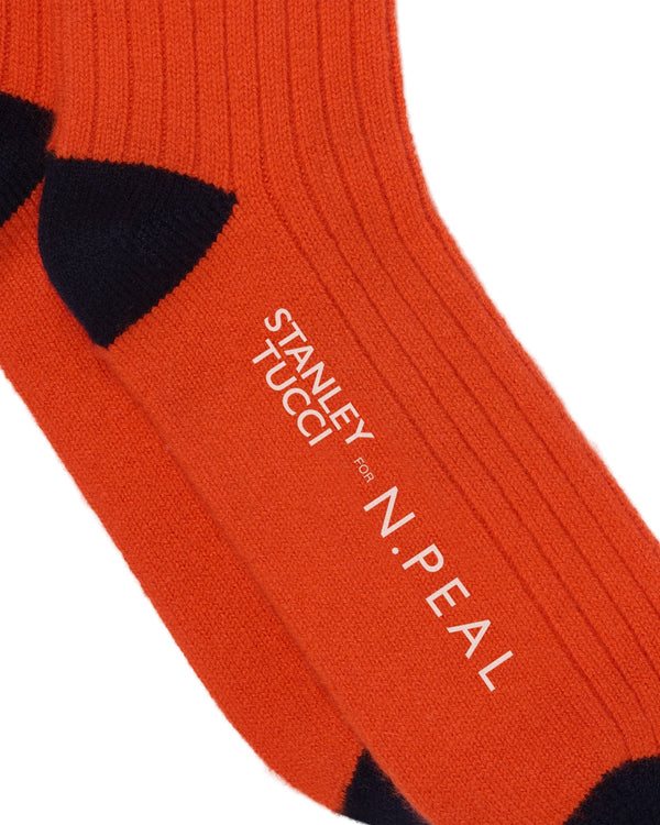 N.PEAL x TUCCI TRAVEL SOCK Tucci Orange + Navy Blue