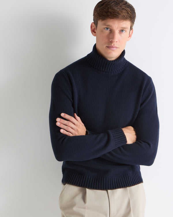 N.PEAL x TUCCI CHUNKY ROLL NECK Navy Blue