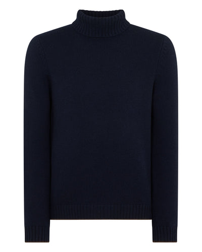 N.PEAL x TUCCI CHUNKY ROLL NECK Navy Blue