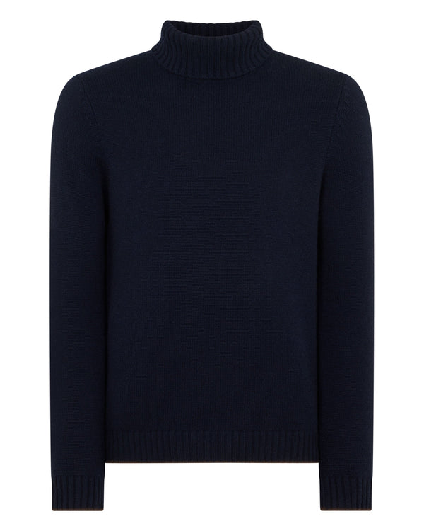 N.PEAL x TUCCI CHUNKY ROLL NECK Navy Blue
