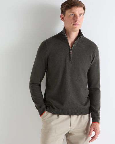 N.PEAL x TUCCI HALF ZIP Arabica Khaki Green