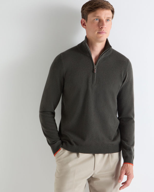 N.PEAL x TUCCI HALF ZIP Arabica Khaki Green
