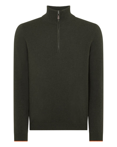 N.PEAL x TUCCI HALF ZIP Arabica Khaki Green