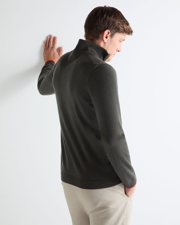 N.PEAL x TUCCI HALF ZIP Arabica Khaki Green