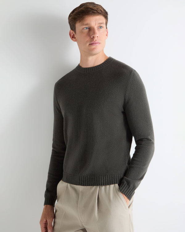 N.PEAL x TUCCI ROUND NECK SWEATER Arabica Khaki Green