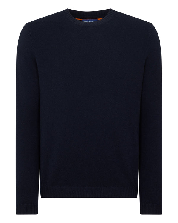 N.PEAL x TUCCI ROUND NECK SWEATER Navy Blue