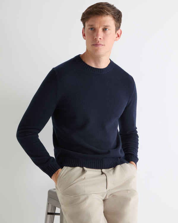 N.PEAL x TUCCI ROUND NECK SWEATER Navy Blue