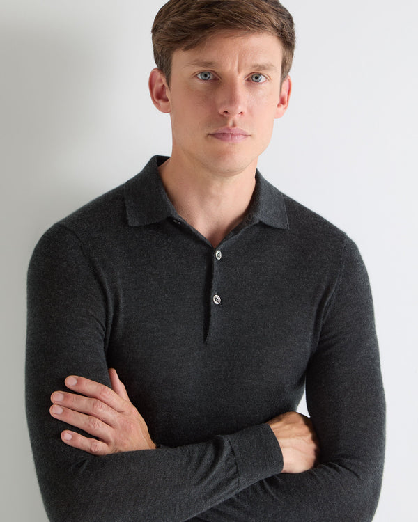 TUCCI SUPERFINE POLO SHIRT Dark Charcoal Grey