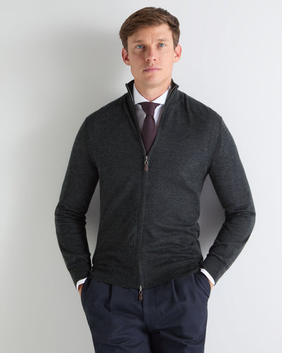 N.PEAL x TUCCI SUPERFINE FULL ZIP Dark Charcoal Grey