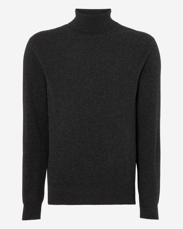 N.Peal Men's Trafalgar Roll Neck Cashmere Jumper Dark Charcoal Grey