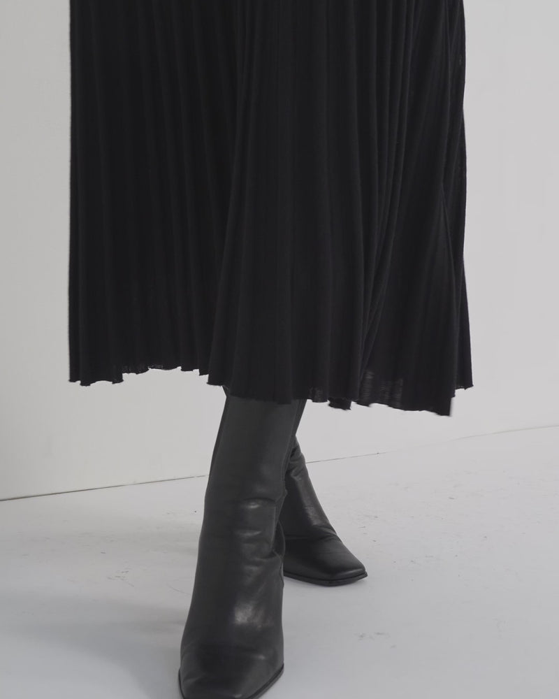 N.Peal Women's Superfine Pleated Cashmere Silk Skirt Black