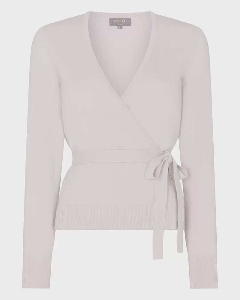 N.Peal Women's Arabella Wrap Cashmere Cardigan Snow Grey