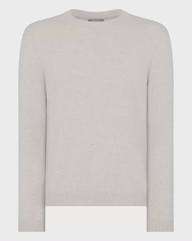 N.Peal Men's Shoreditch Round Neck Cashmere Jumper Pebble Grey