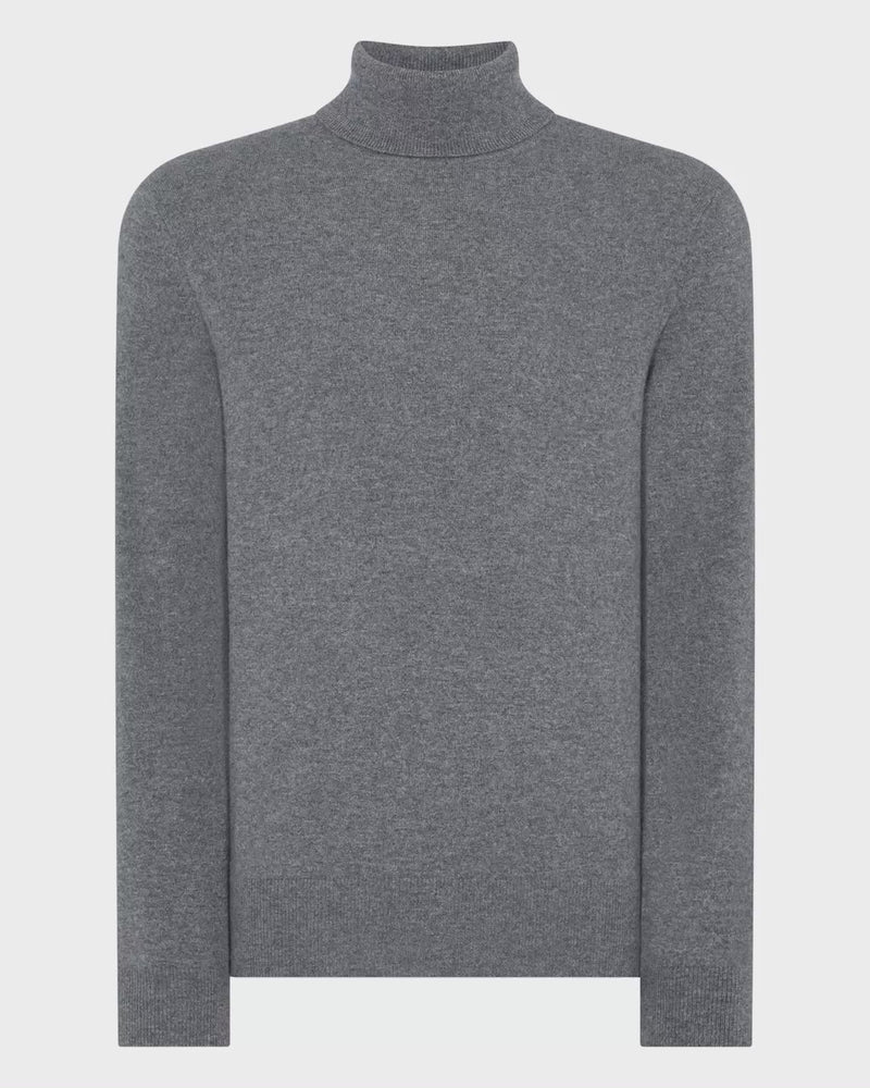 N.Peal Men's Trafalgar Roll Neck Cashmere Jumper Elephant Grey