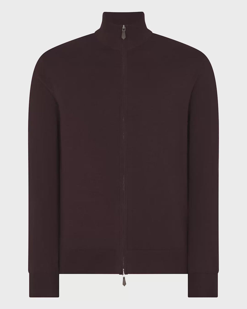 N.Peal Men's Hyde Fine Gauge Cashmere Full Zip Jumper Redwood