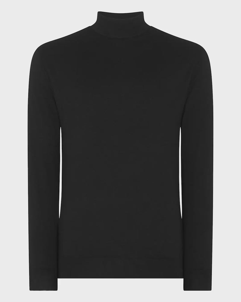 N.Peal Men's Fine Gauge Cashmere Turtle Neck Jumper Black