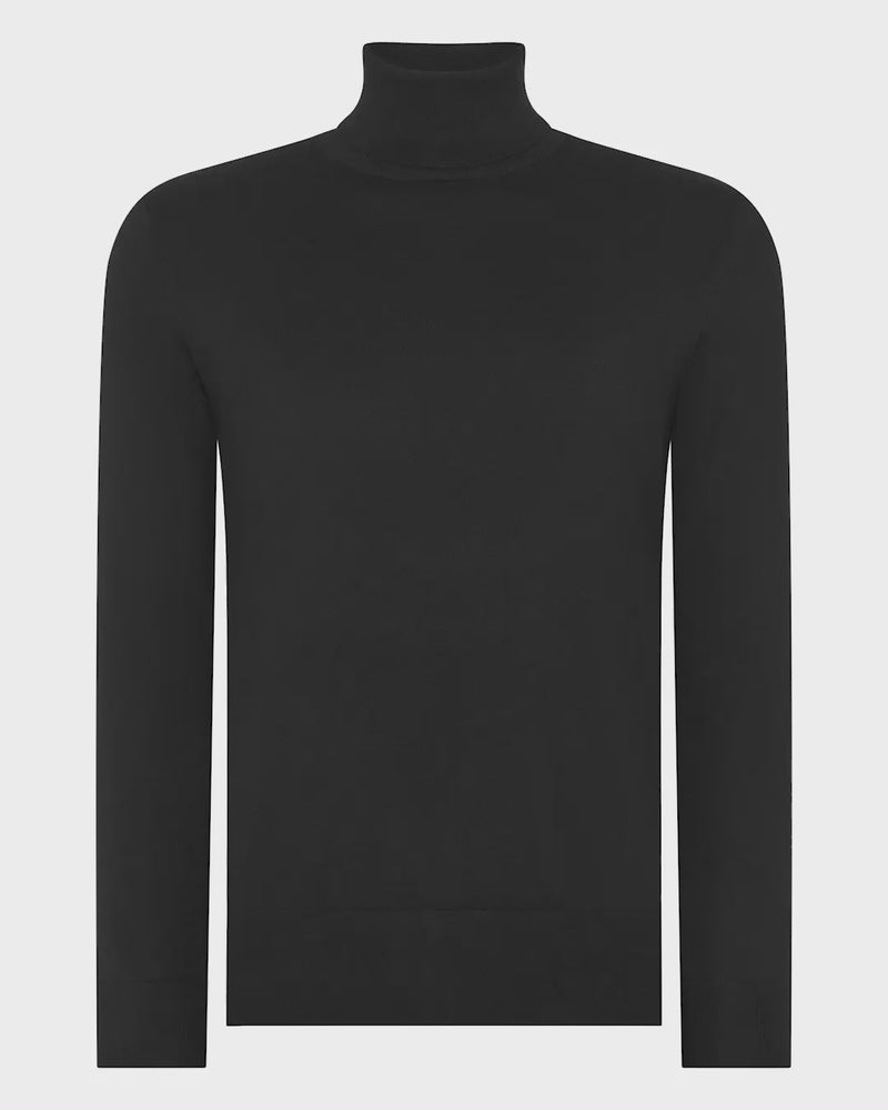 N.Peal Men's Pimlico Fine Gauge Cashmere Roll Neck Jumper Black