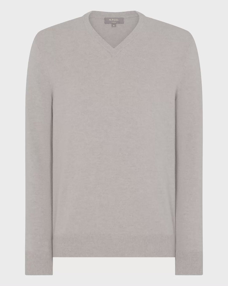 N.Peal Men's Kensington Cashmere Cardigan Pebble Grey