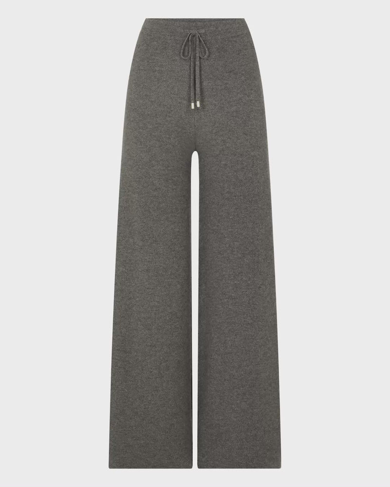 N.Peal Women's Honeycomb Knit Cashmere Trouser Wood Smoke Brown
