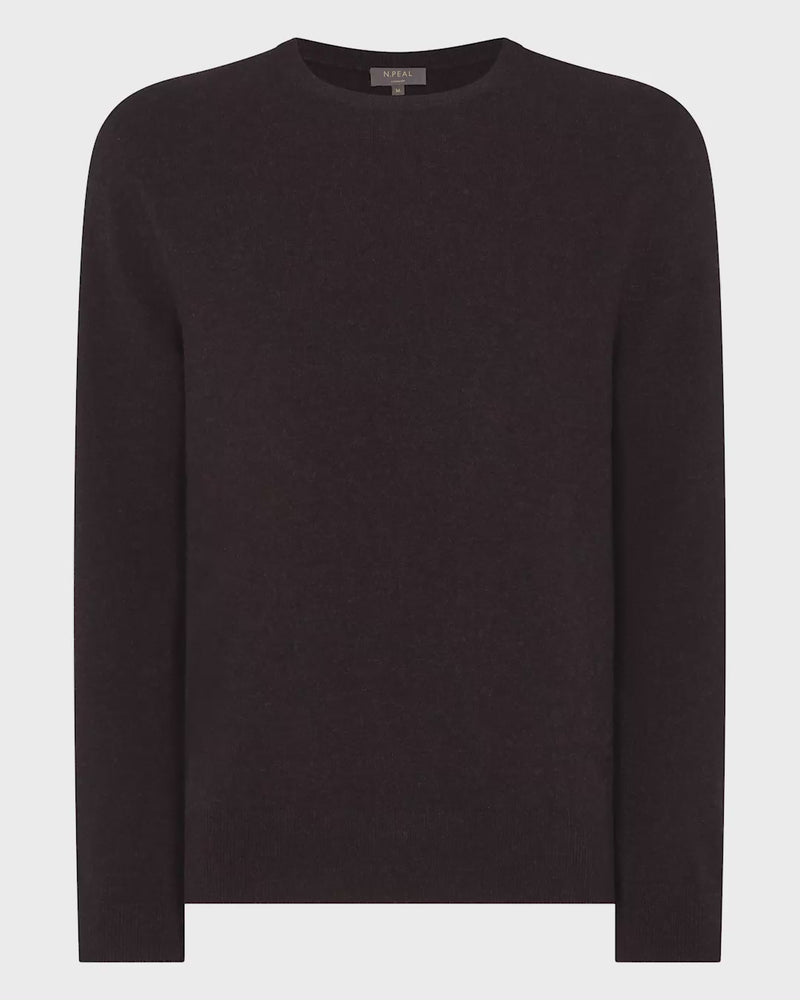 N.Peal Men's Oxford Round Neck Cashmere Jumper Cocoa Brown