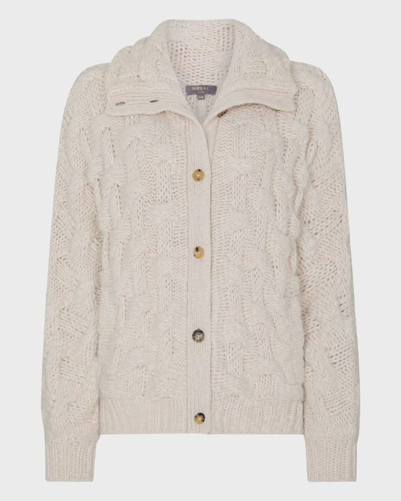 N.Peal Women's Hero Button Cashmere Jumper Ecru White
