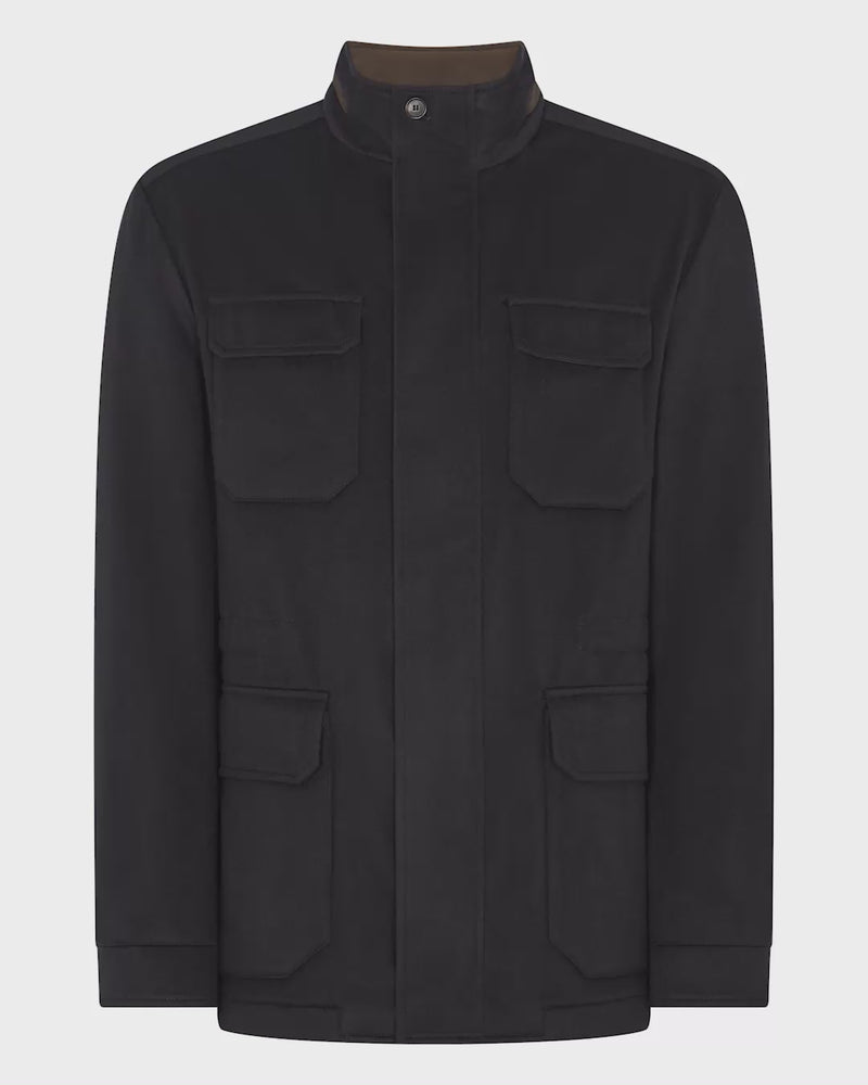 N.Peal Men's Vale Cashmere Field Jacket Navy Blue