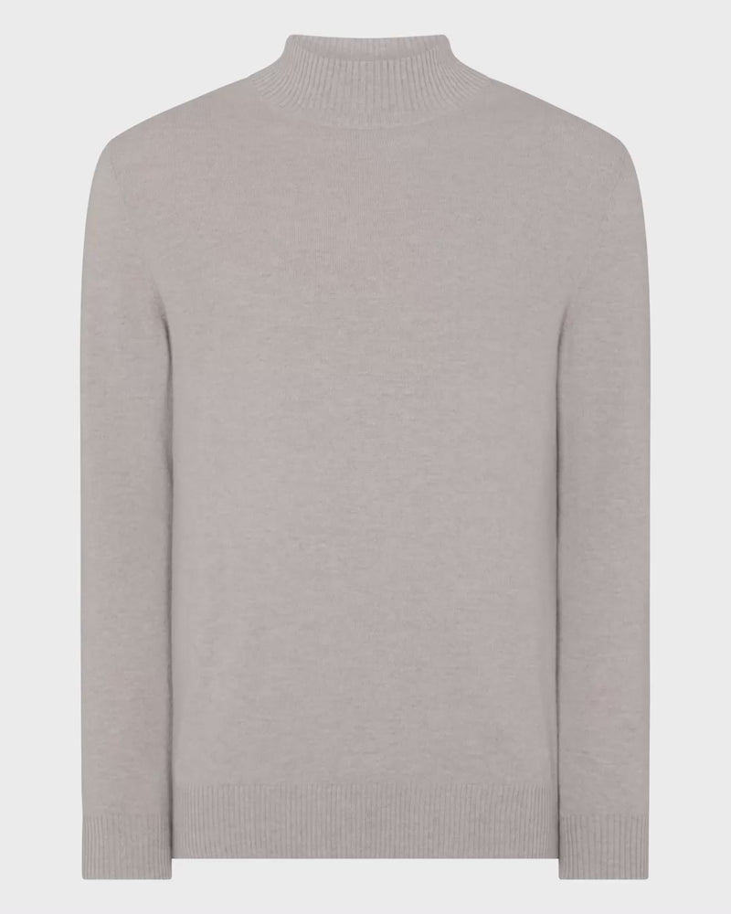 N.Peal Men's Mayfair Turtle Neck Cashmere Jumper Oat Grey