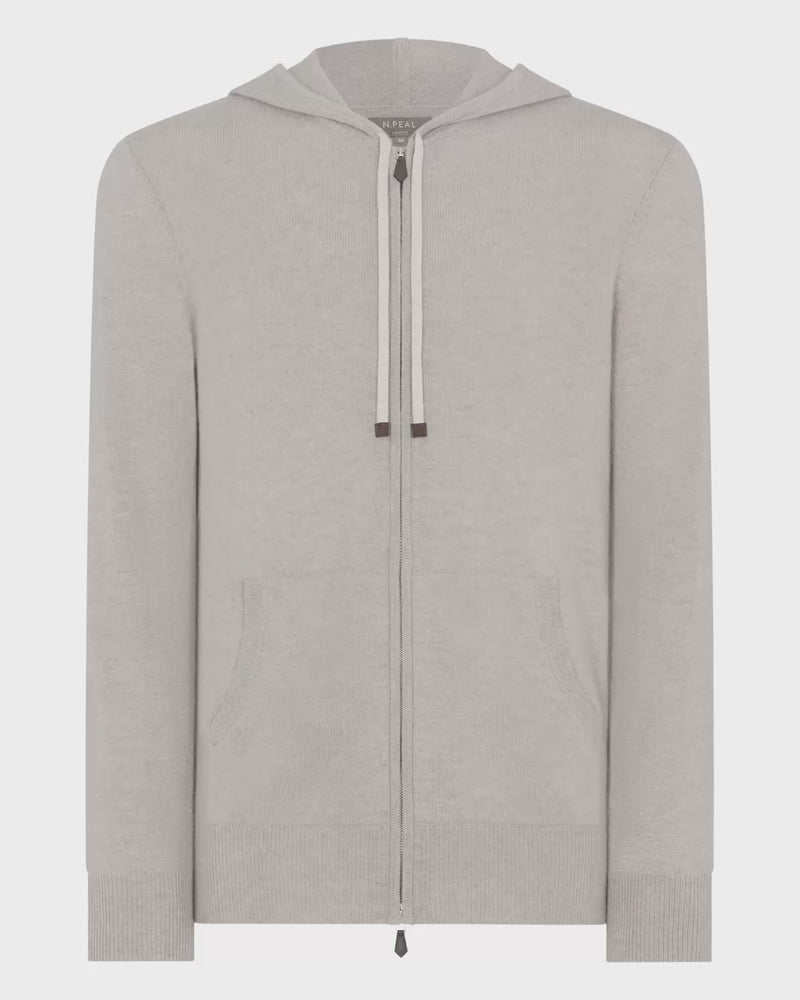 N.Peal Men's Ladbroke Cashmere Hoodie Oat Grey