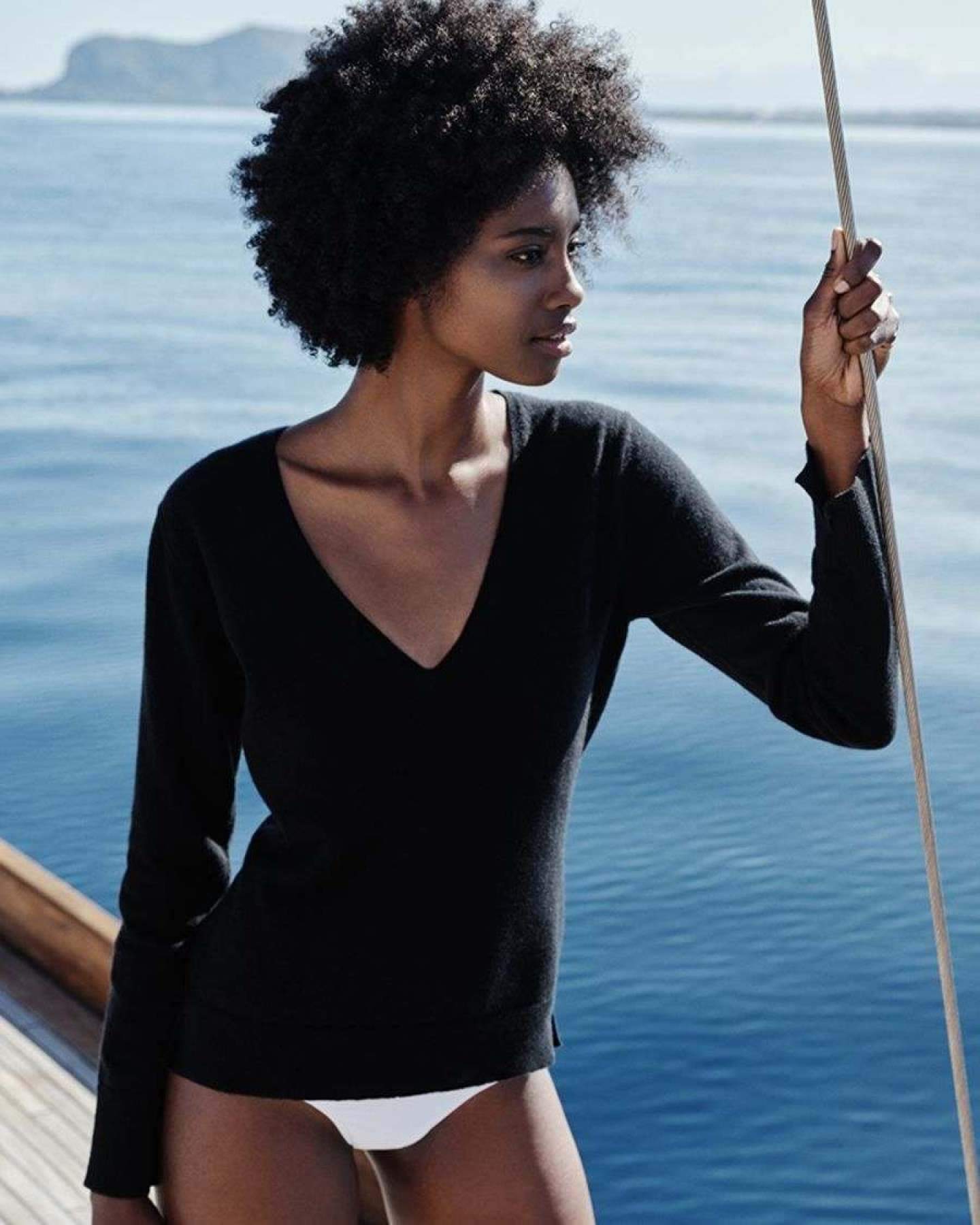Deep v black sweater sale