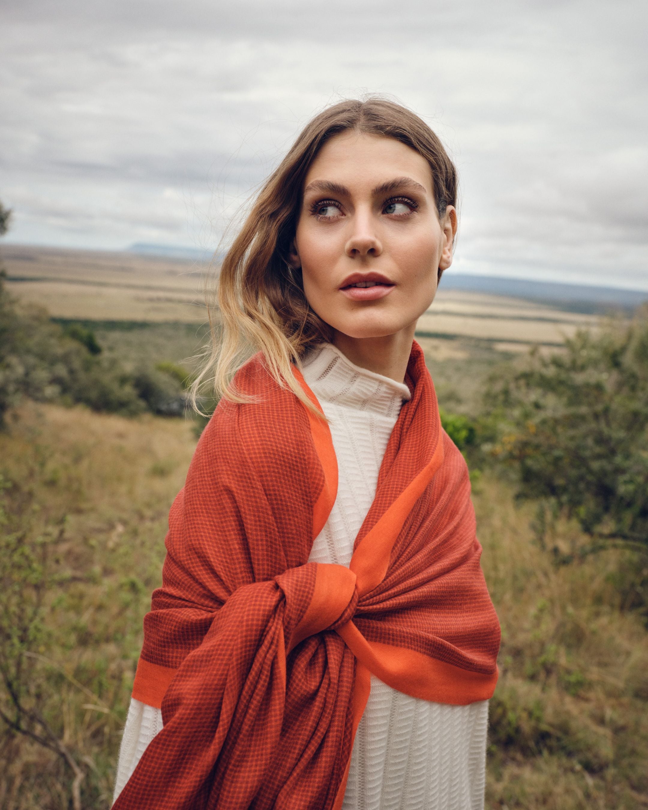 Women s Check Print Cashmere Pashmina Red N.Peal