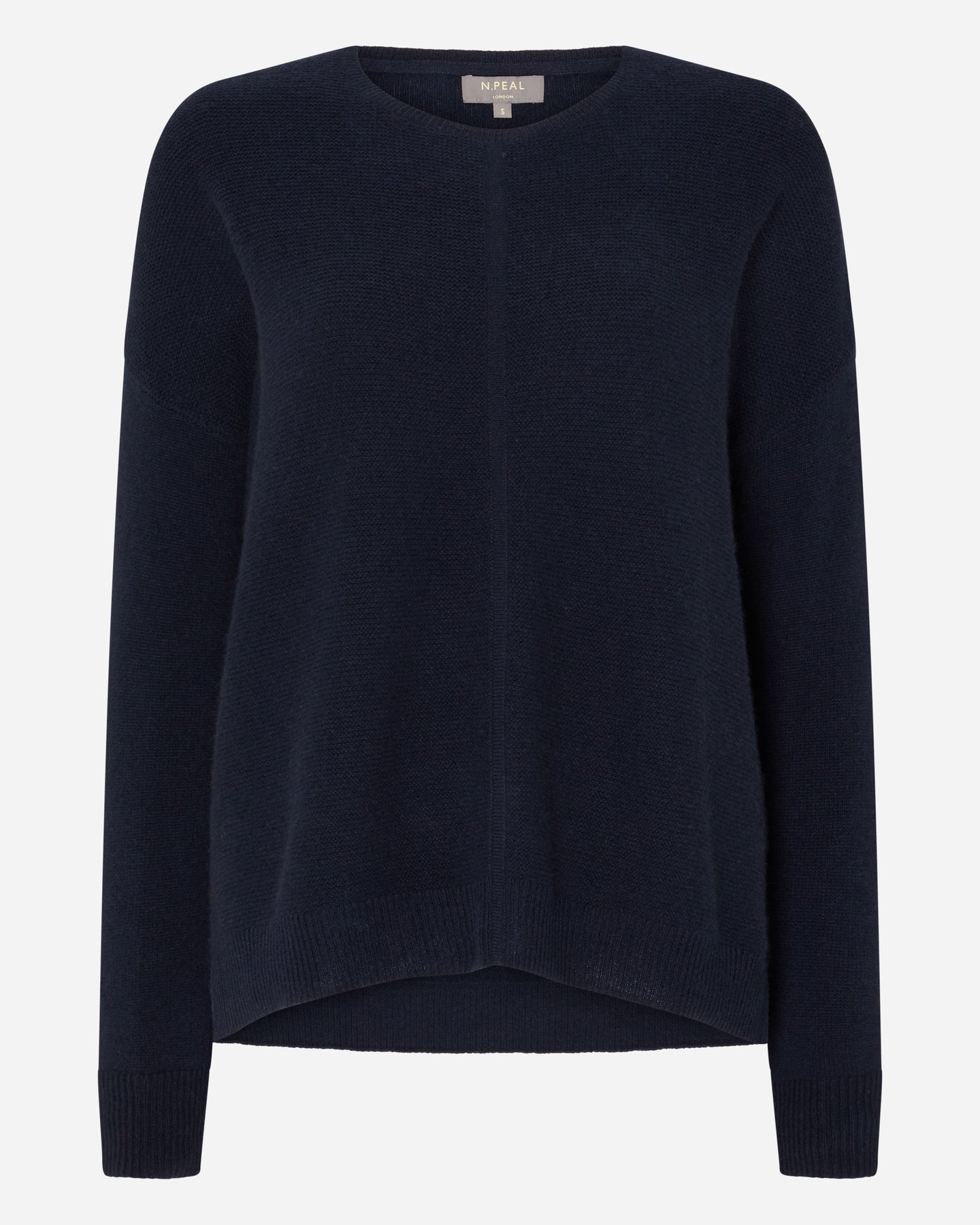 N.Peal Women's Gauzy Oversize Round Neck Jumper Navy Blue