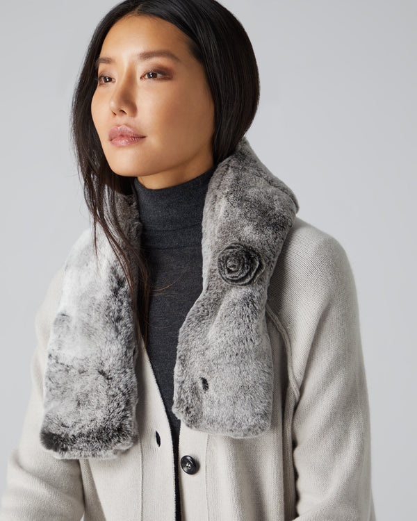 N.Peal Women's Fur Neck Warmer Charcoal Grey Tipped Fur