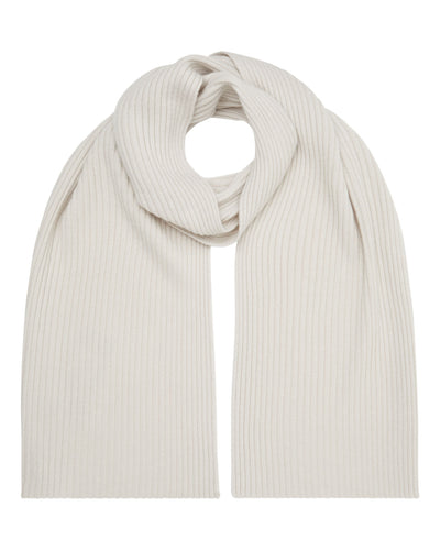 N.Peal Unisex Short Ribbed Cashmere Scarf Snow Grey