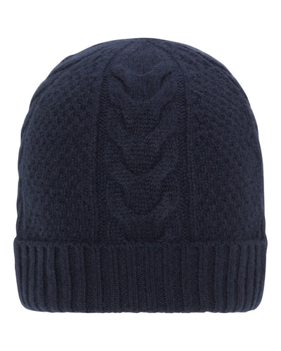 N.Peal Women's Cable Cashmere Hat Navy Blue