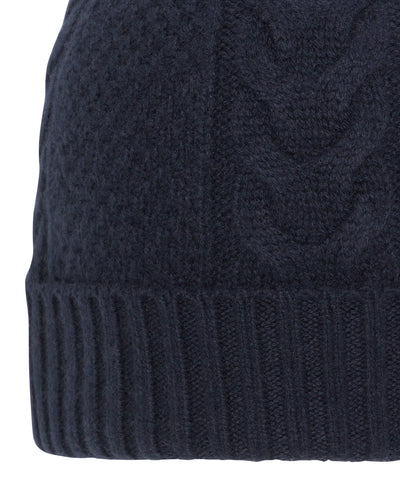 N.Peal Women's Cable Cashmere Hat Navy Blue