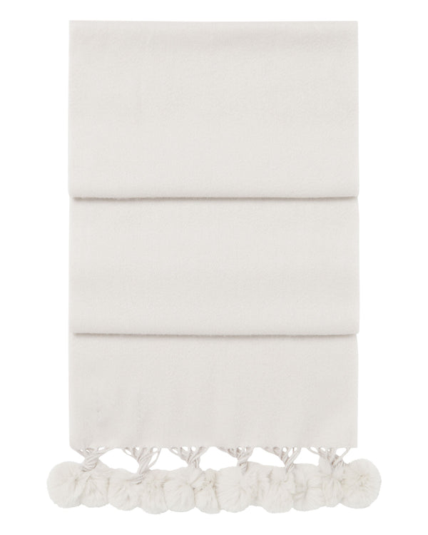 N.Peal Women's Fur Bobble Woven Cashmere Scarf Snow Grey
