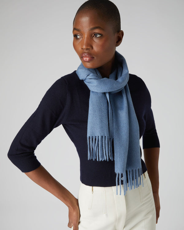 N.Peal Unisex Woven Cashmere Scarf Ocean Blue