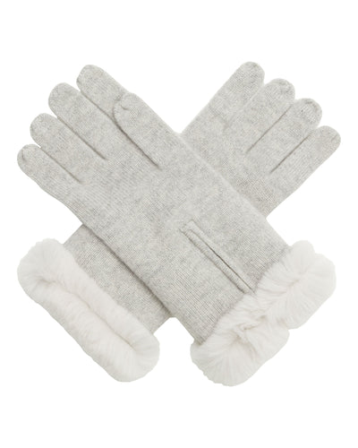 N.Peal Women's Fur And Cashmere Gloves Fumo Grey