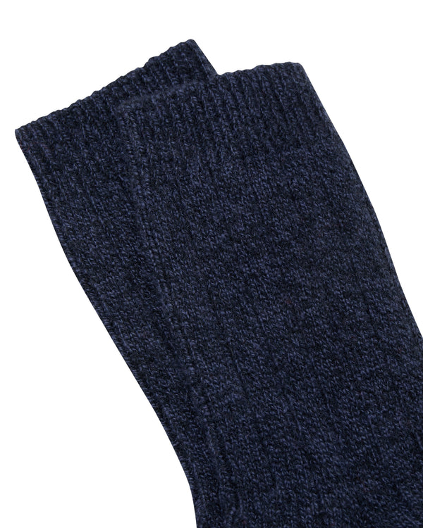 N.Peal Men's Rib Cashmere House Socks Hurricane Blue