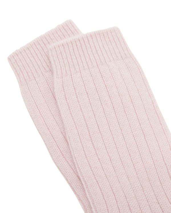 N.Peal Women's Rib Cashmere House Socks Pale Pink