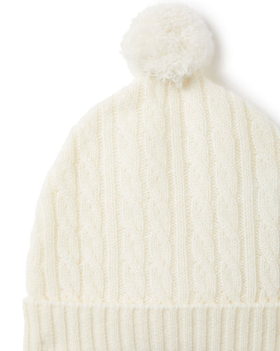 N.Peal Cashmere Cable Hat New Ivory White