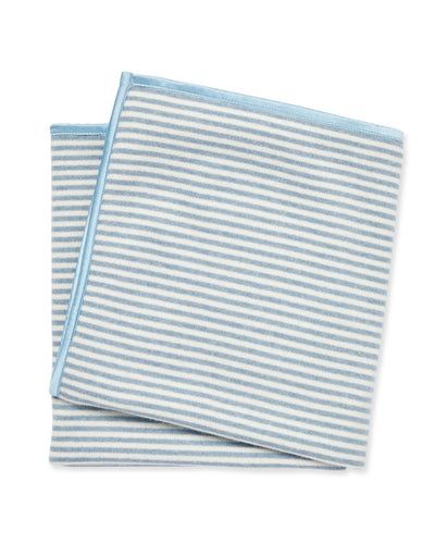 N.Peal Stripe Baby Cashmere Blanket Heather Blue