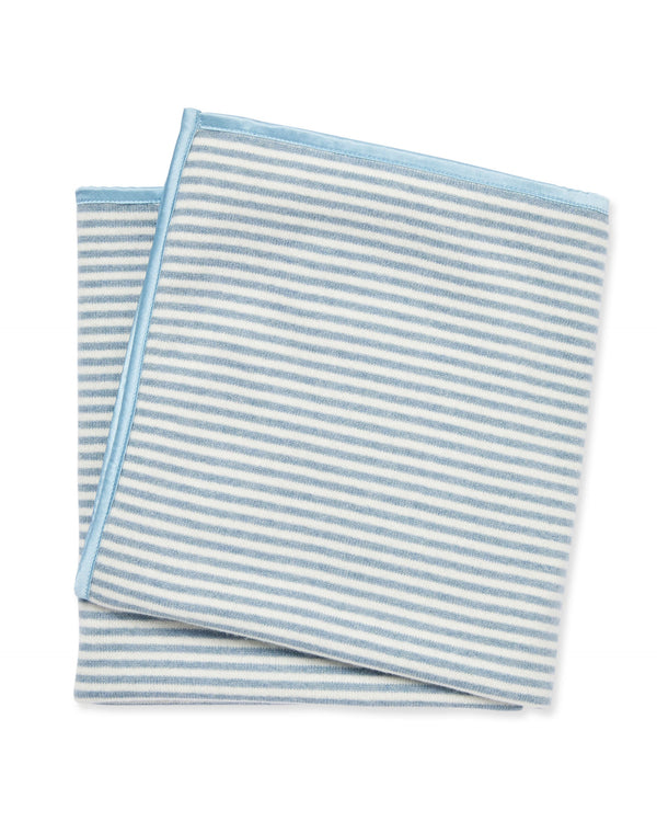 N.Peal Stripe Baby Cashmere Blanket Heather Blue