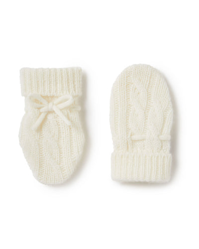 N.Peal Cable Cashmere Mittens New Ivory White