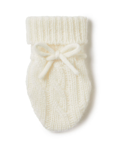 N.Peal Cable Cashmere Mittens New Ivory White