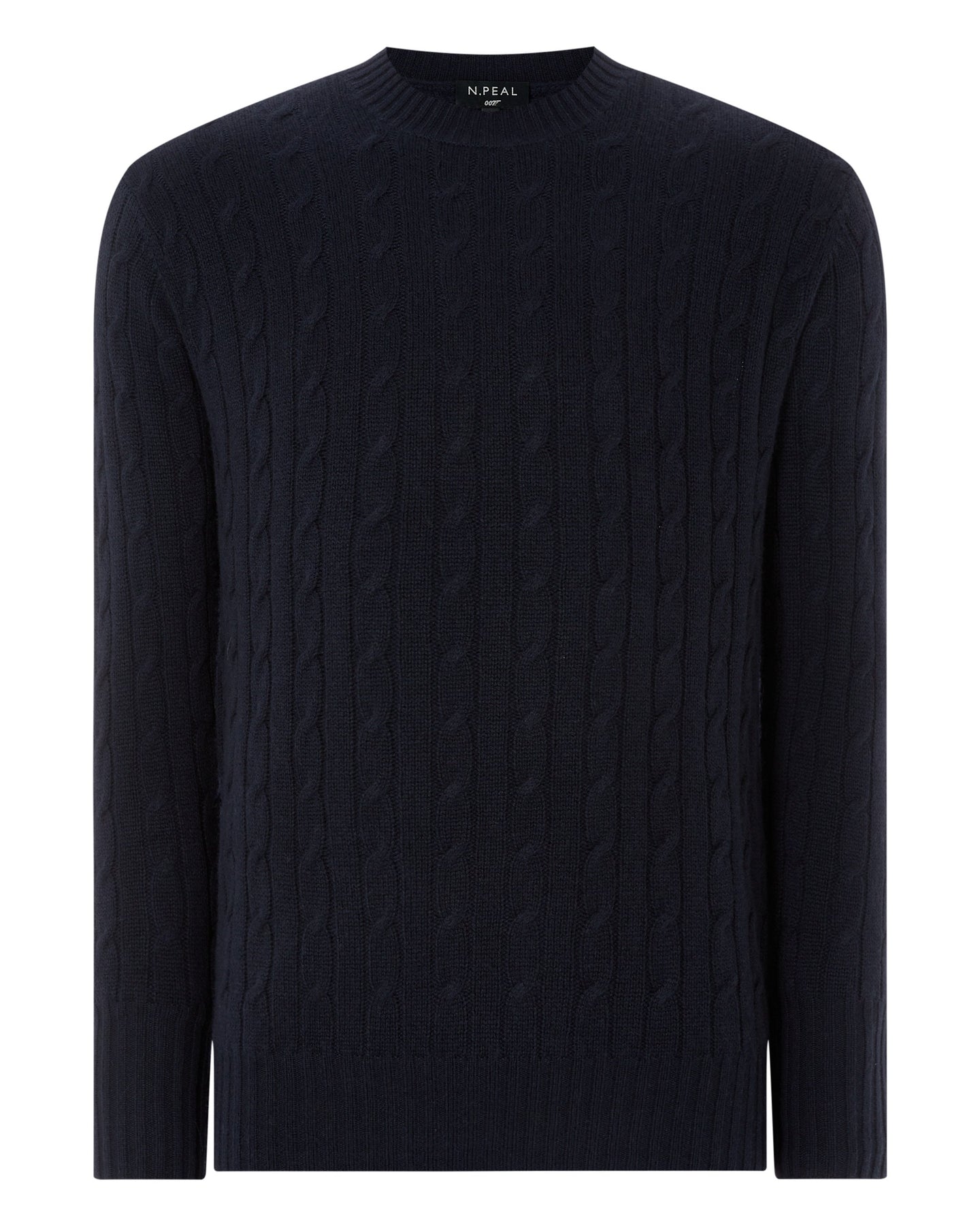 N.Peal 007 Cable Crew Neck Sweater Navy Blue