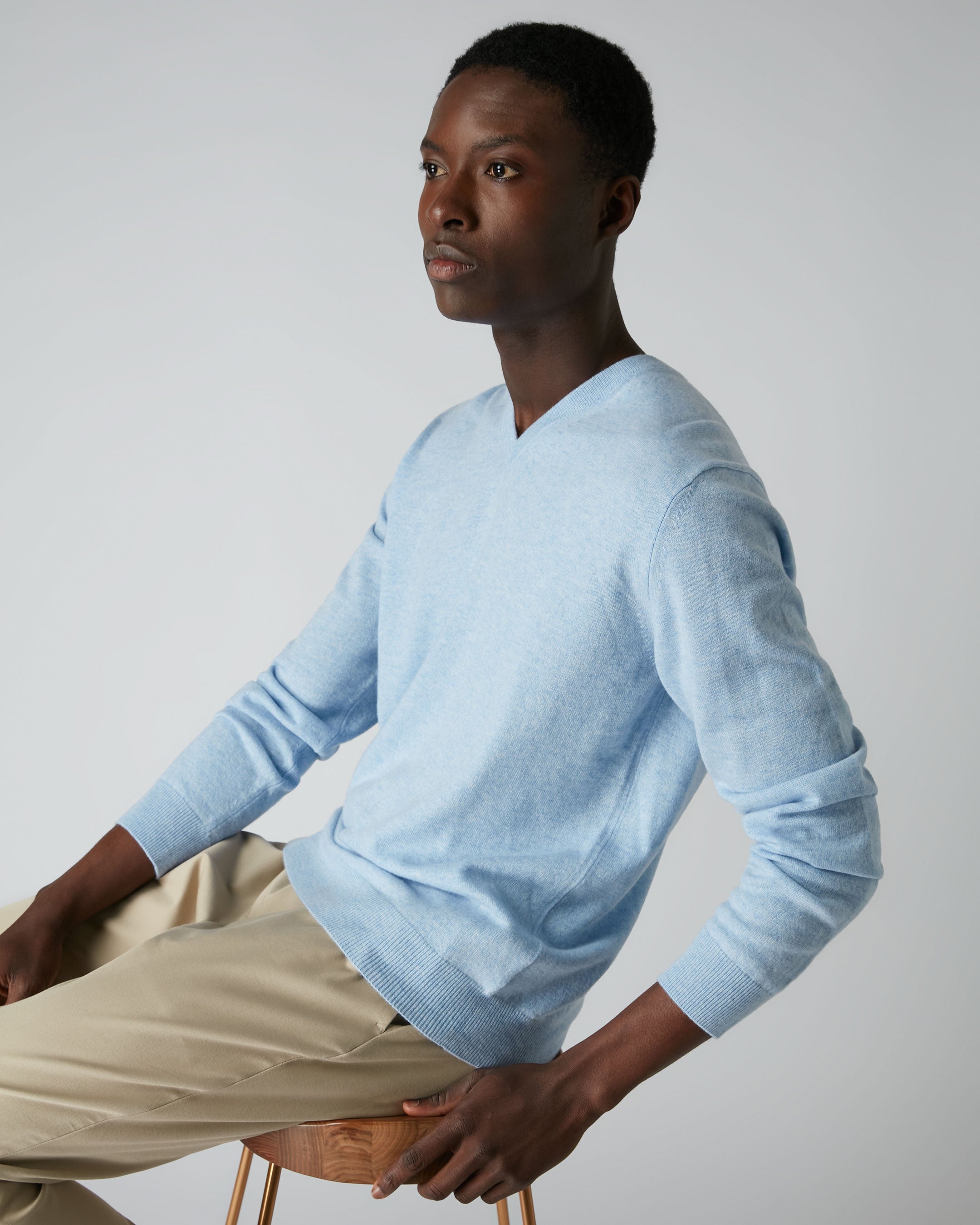 Light blue v neck jumper hotsell